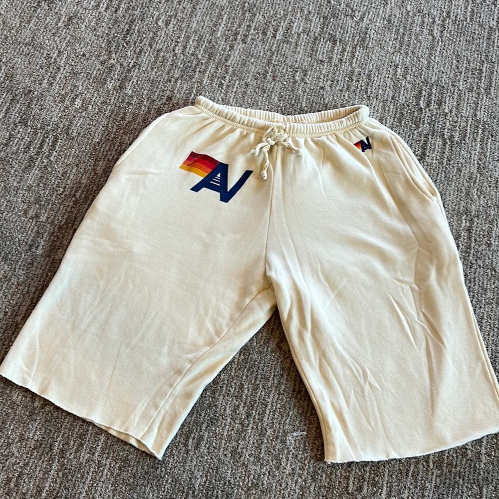 Mens Aviator Nation Creme Sweat Shorts (Size M)